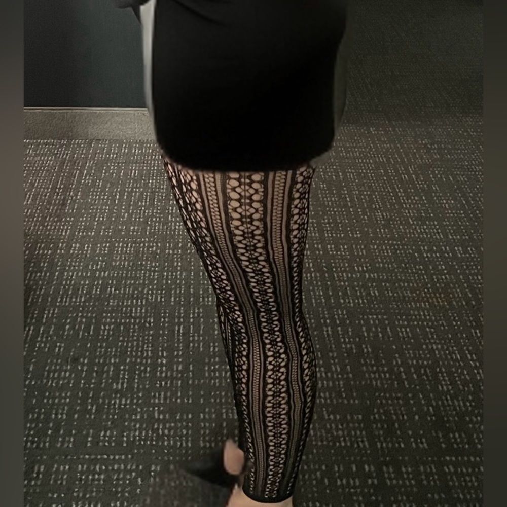 Floral Design Footless Fishnet Tights - Picture 3 of 6